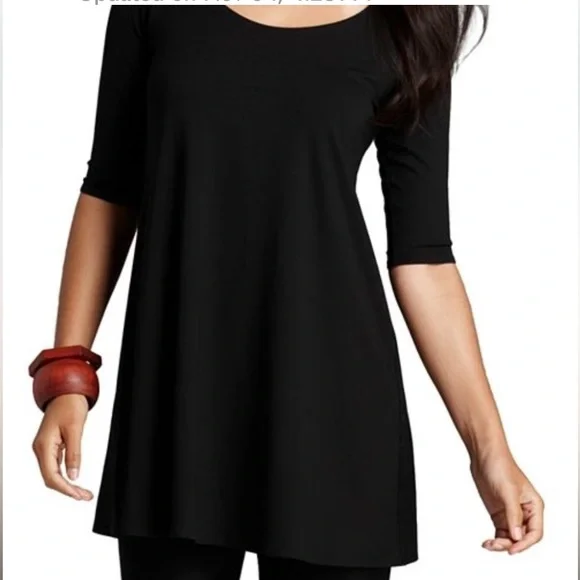 eileen fisher silk tunic dress Eileen Fisher Women's Stretch Silk Jersey Tunic - Black